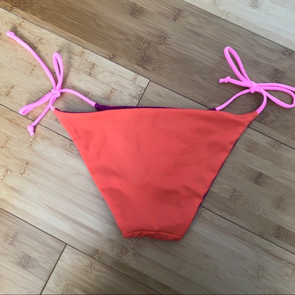 NWOT VS reversible orange & magenta tie string bikini bottom - Picture 3 of 7